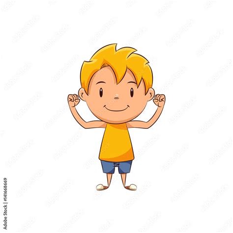 Kid showing muscle Stock Vector | Adobe Stock