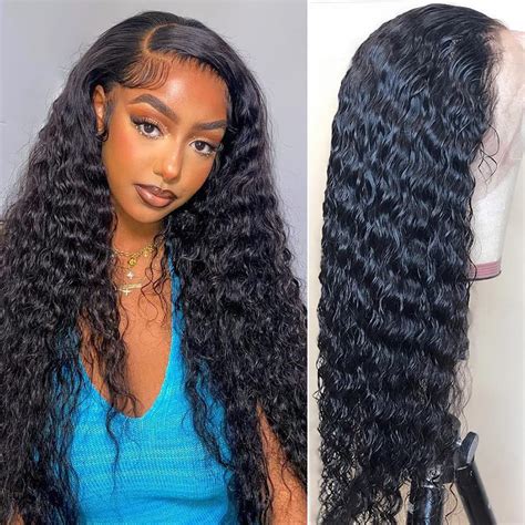 13x4 Long Water Wave Perücken Echthaar Lace Front Wigs Human Hair curly