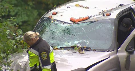 Driver Trapped By Live Wires After Truck Crashes Into Utility Pole In