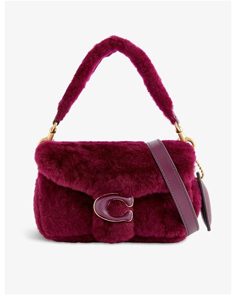 Coach Pillow Tabby Shearling And Leather Cross Body Bag In Red Lyst