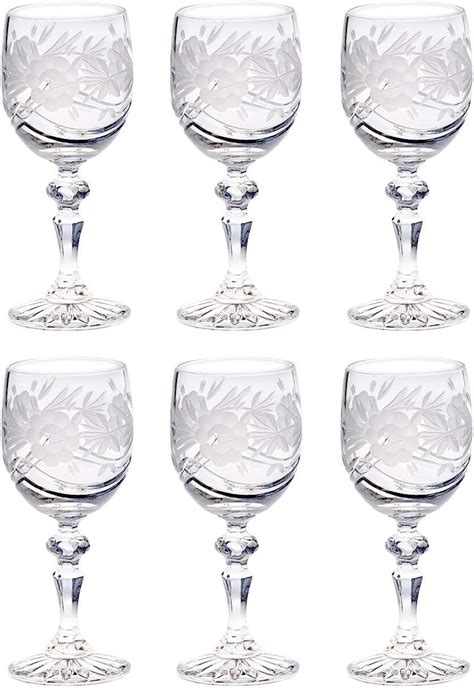 Barski Wine Goblet Crystal Glasses Set Of 6 Red Or