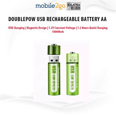 Doublepow Usb Rechargeable Battery Aa Pcs V Rechargeable Lithium