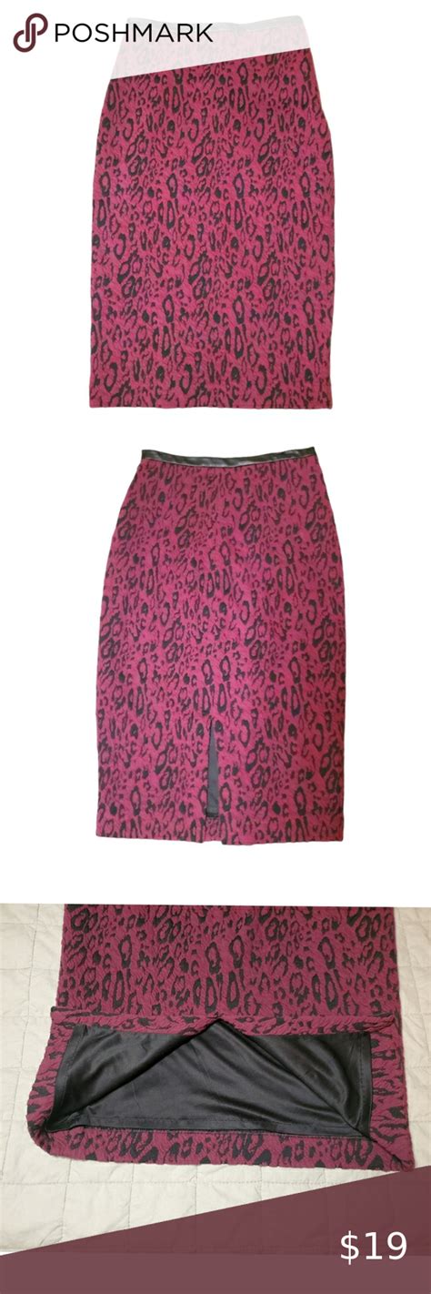 3 30 💋 Express Maroon Cheetah Print Pencil Skirt Printed Pencil