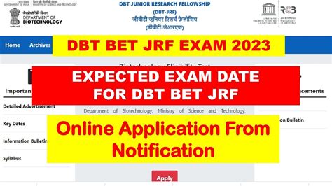 Dbt Bet Jrf Exam Online Application Form Notification And