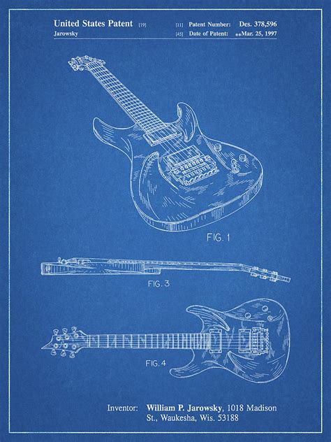 Pp888 Blueprint Ibanez Pro 540rbb Electric Guitar Patent Poster Digital