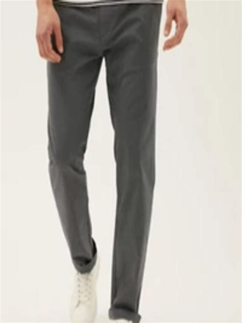 Buy Marks Spencer Men Grey High Rise Trousers Trousers For Men