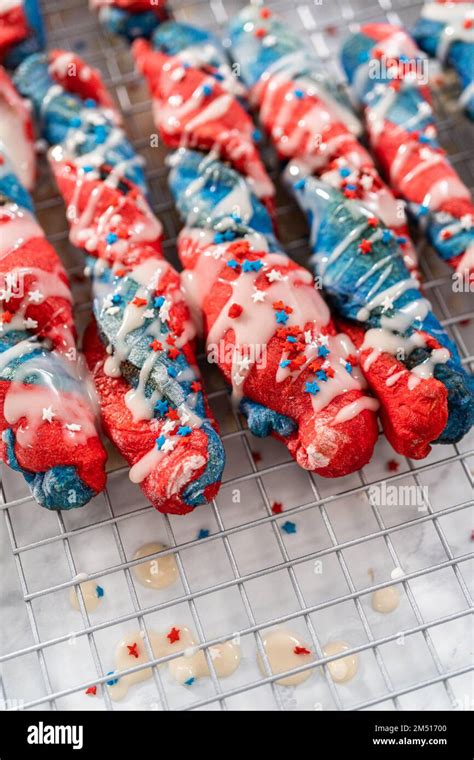 Patriotic Cinnamon Twists Stock Photo Alamy