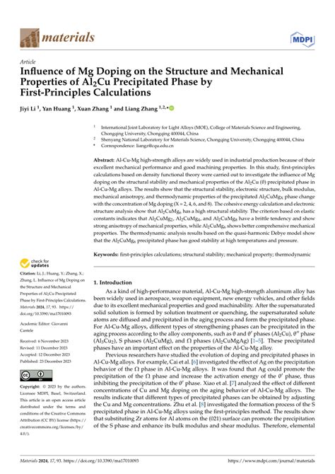 PDF Influence Of Mg Doping On The Structure And Mechanical Properties