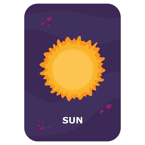 Sun Vector Space Flash Card English Language Game With Cute Astronaut