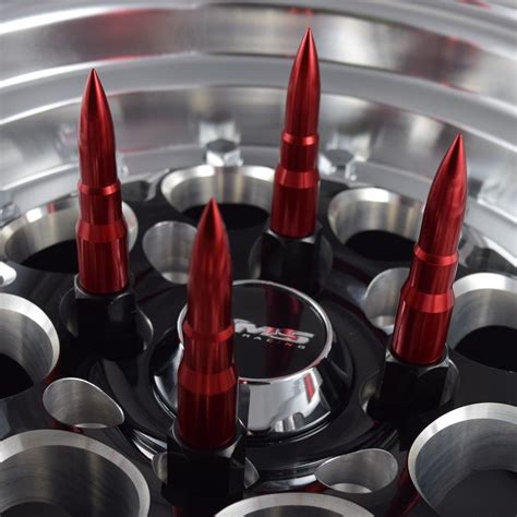 20x RED BULLET RACING SPIKES 12X1.5 FORGED STEEL LUG NUTS FITS CORVETTE ...