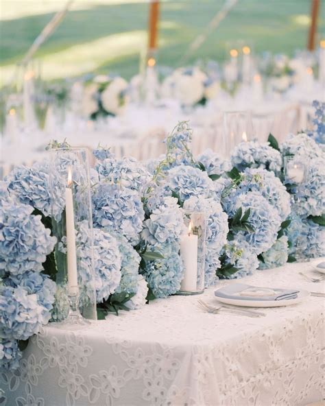 Blue Hydrangea Wedding Reception Decorations