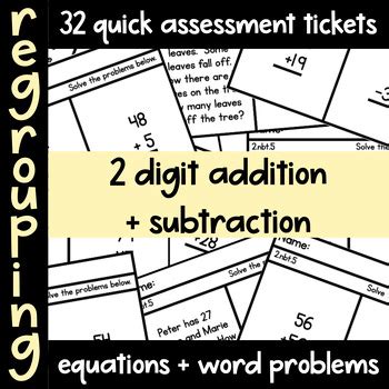 2 Digit Mixed Addition Subtraction With Regrouping Assessment Exit