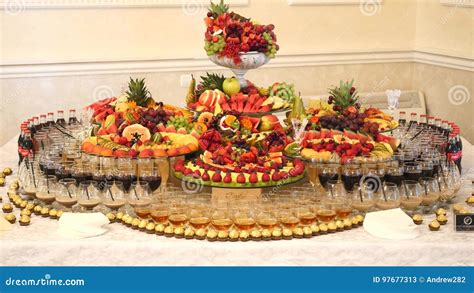 Different Fresh Fruits On Wedding Buffet Table Fruits And Berries