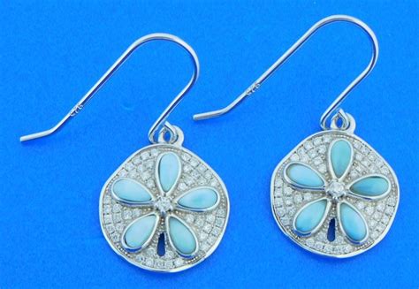 Alamea Sand Dollar Larimar Dangle Earrings Sterling Silver Island