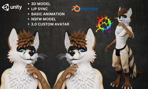 Do Custom 3d Furry Vrchat Avatar 3d Nsfw Furry Avatar Fursona Model