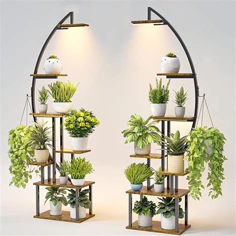 Amazon BACEKOLL Tall Plant Stand Indoor With Grow Light 7 Tiered