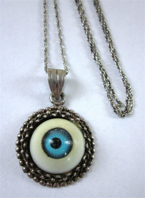 Vintage Sterling Evil Eye Amulet Nazar Pendant With Sterling 18 Chain