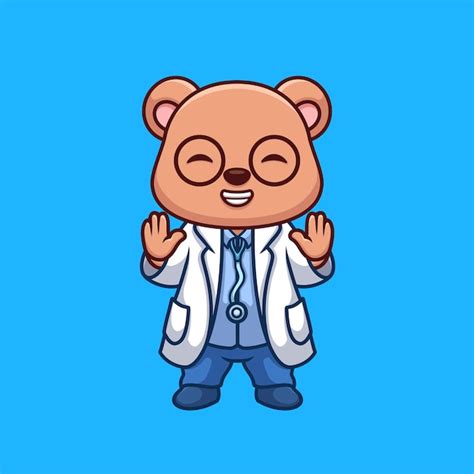 El Personaje De Dibujos Animados Doctor Bear Vector Premium