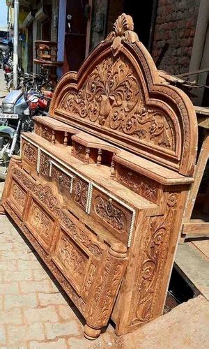 Hand Carved Sheesham Wood Double Bed Structure With Storage At Rs