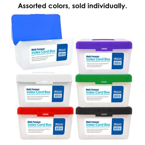 Card File Box 3x 5 Assorted Colors Bazic Products