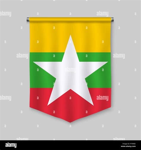 3d Realistic Pennant With Flag Of Myanmar Stock Vector Image And Art Alamy