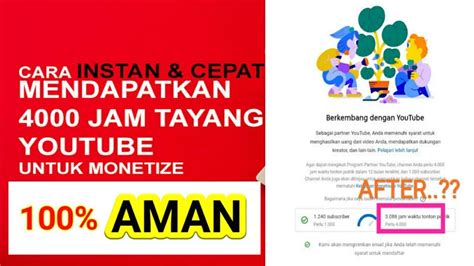 Cara Kejar Jam Tayang Dengan Cepat Instan Youtube