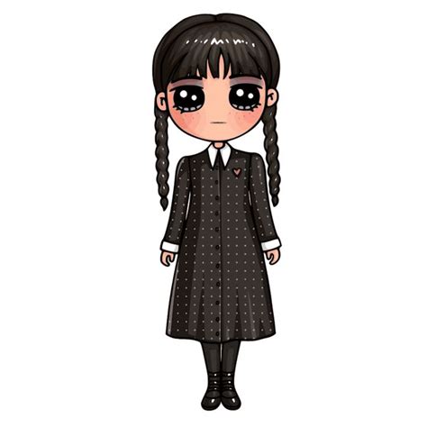 How to Draw Wednesday Addams [9 Easy Steps] 1 | Kawaii girl drawings ...