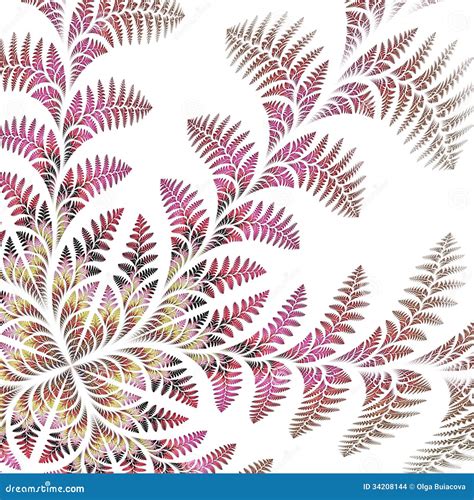 Fabulous Asymmetrical Pattern Of The Leaves On White Background Stock