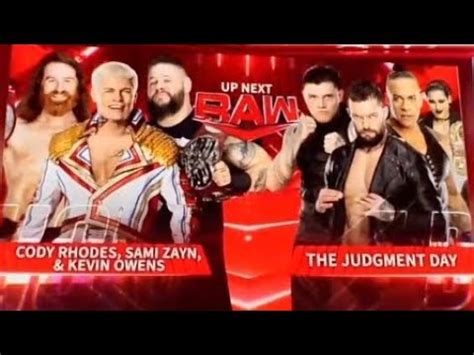 Wwe Raw Cody Rhodes Kevin Owens Sami Zayn Vs The Judgment Day