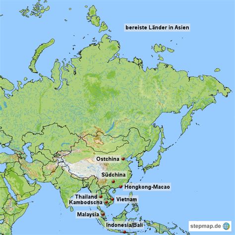 StepMap Asien Übersicht Landkarte für Asien