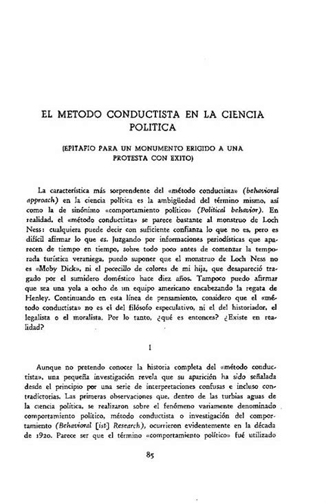 Pdf El M Todo Conductista En La Ciencia Pol Tica Pdf Filerobert A