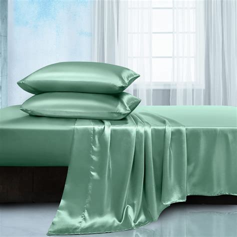 Manyshofu Satin Queen Sheets Set 4 Piece - Soft Silky Satin Sheets Set ...