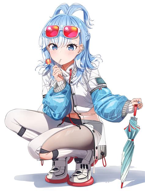 Safebooru 1girl Absurdres Bangs Blue Eyes Blue Hair Blush Bright Pupils Candy Eyebrows Visible