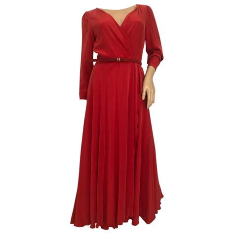 Pre Owned Max Mara Silk Maxi Dress In Red Modesens