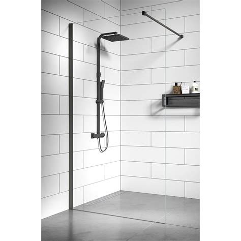 Granlusso™ 8 Clear Glass Wetroom Shower Screen Gunmetal Deluxe