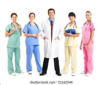 Smiling Medical Doctors Stethoscopes Isolated Over Stock Photo