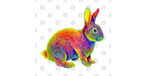 Psychedelic Rainbow Bunny Rabbit Rainbow Rabbit Sticker Teepublic