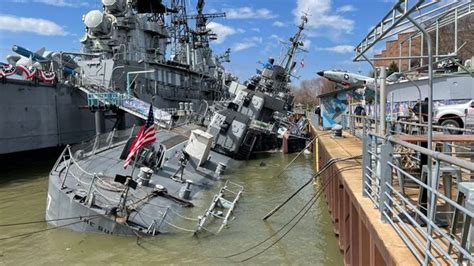 Wwii Naval Ship Uss The Sullivans Sinking In Buffalo New York Park