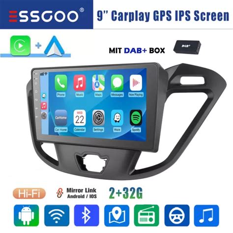 Autoradio Carplay Android Wifi Bt Rds Gps Navi Per Ford Transit