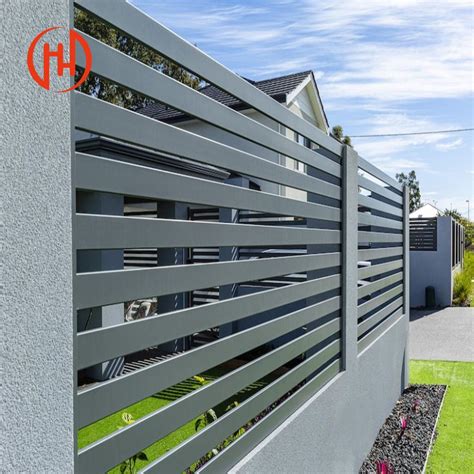 Black Aluminium Fence And Trellis Gate Slats Horizontal Metal Fence