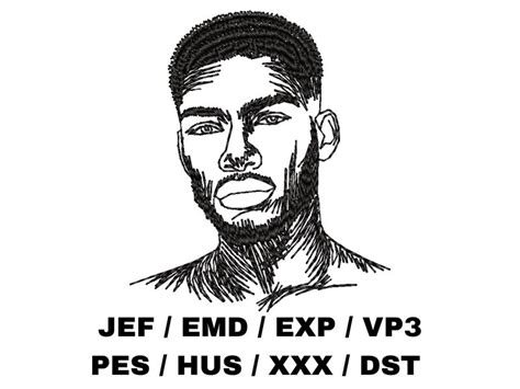 Face Outline Embroidery Design Male Portrait Pattern
