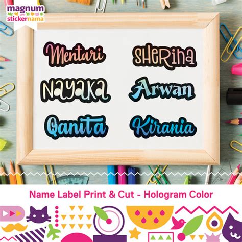 Jual Label Nama Waterproof Stiker Nama Print And Cut Polos Hologram