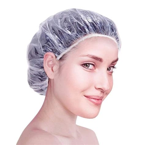 50pcs Disposable Shower Caps Plastic Shower Cap Disposable Clear