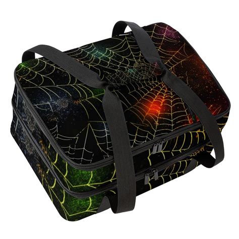 Spider Web Dual Compartment Insulated Lunch Bag With Large Capacity 7