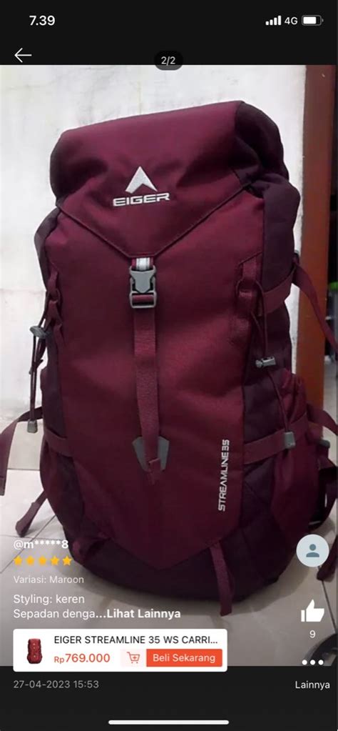 Eiger Streamline Ws Carrier Fesyen Pria Tas Dompet Ransel Di