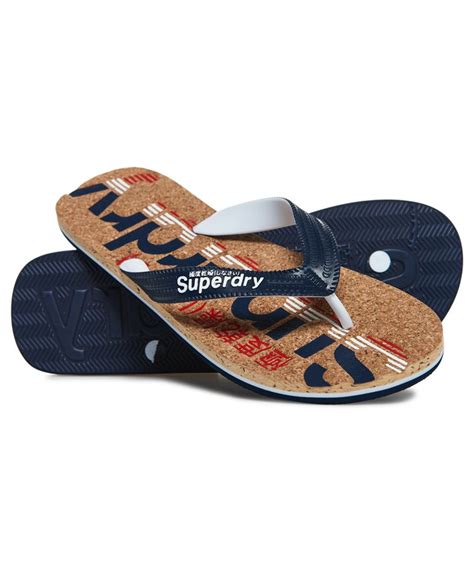 Mens Cork Colour Pop Flip Flops In Dark Navyoptic White Superdry