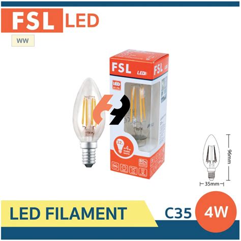 หลอดไฟวนเทจ FSL LED Filament C35 แสงเหลอง WW Shopee Thailand