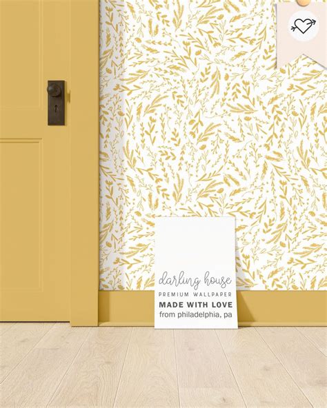 Retro Mustard Yellow Wallpaper Removable Peel Stick Etsy In 2024 Floral Bedroom Peel And