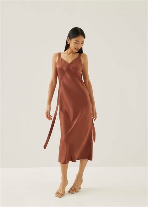 Mariette Satin Column Midaxi Dress Love Bonito Sg