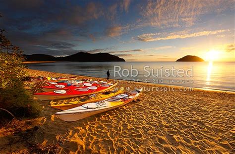 Abel Tasman Sunrise At Onetahuti Beach With Tonga Island And Reef